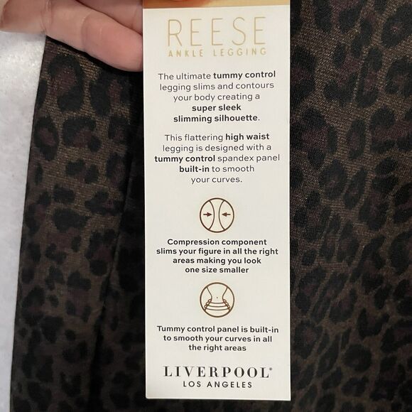 Liverpool REESE Pull On Legging 12/31 P Petite Brown Black Cheetah Slimming NEW - Picture 8 of 11